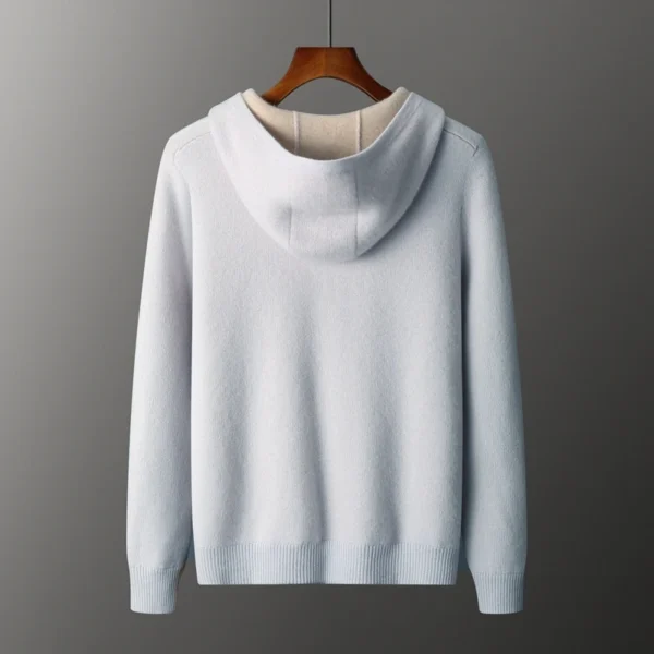 Zipper autumn and winter new 100% cashmere men o collar sweater loose fashion cardigan slim warm knit solid color long sleevetop - Image 2