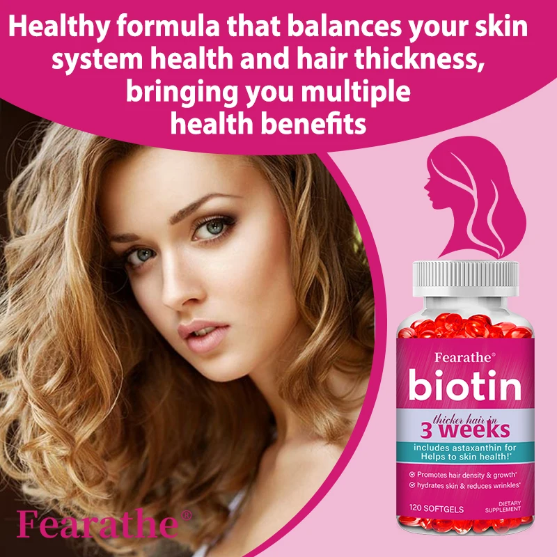 Biotin Supplement - Contains Astaxanthin To Promote Hair Growth, Hydrate Skin, Reduce Wrinkles, and Promote Healthy Skin - Image 5