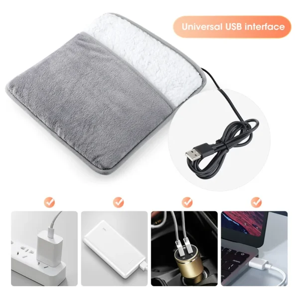 Winter Universal Electric Foot Heating Pad USB Charging Washable Household Foot Warmer Heater Soft Plush Foot Warming Mat 29cm - Image 6