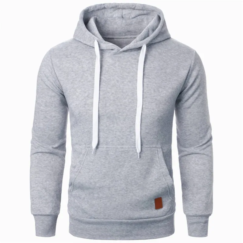 Mens Casual Hooded Collar Drawstring Hoodies Sweatshirts Long Sleeve Shirts Outdoor Streetwear Solid Color Lightweight Pullover - Image 4