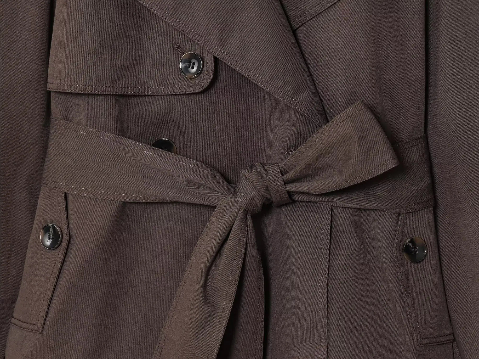 ETJ Autumn 2025 new collection women's British style lapel double-breasted Maillard color belt casual trench coat - Image 4