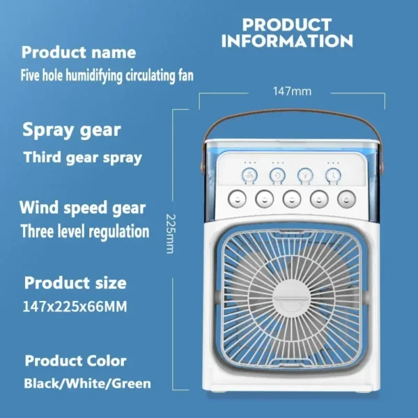 3 In 1 Fan AIr Conditioner Household Small Air Cooler LED Night Light Portable Humidifier Air Adjustment Fan Office Home Fan New - Image 6
