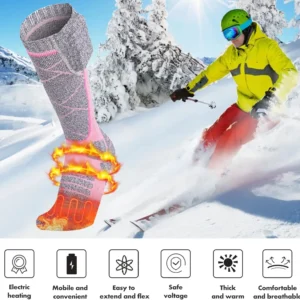 USB Rechargeable Heated Socks for Men/Women Electric Foot Warmers Thermal Winter Socks for Skiing Hunting Hiking Outdoor