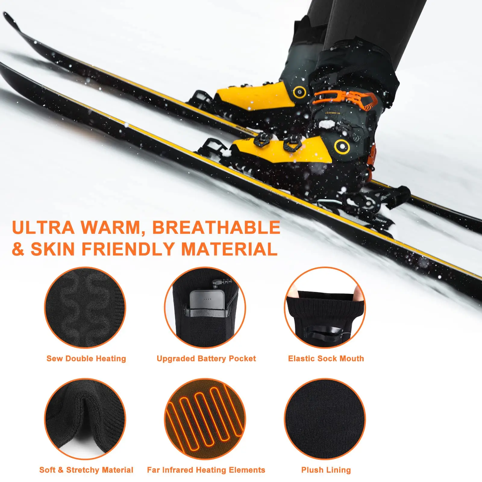 USB Rechargeable Heated Socks for Men/Women Electric Foot Warmers Thermal Winter Socks for Skiing Hunting Hiking Outdoor - Image 4