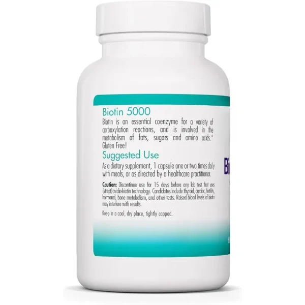 Nutritional biotin supplement -5000mcg biotin, hair, skin, and nail vitamins, 60 vegetarian capsules - Image 3