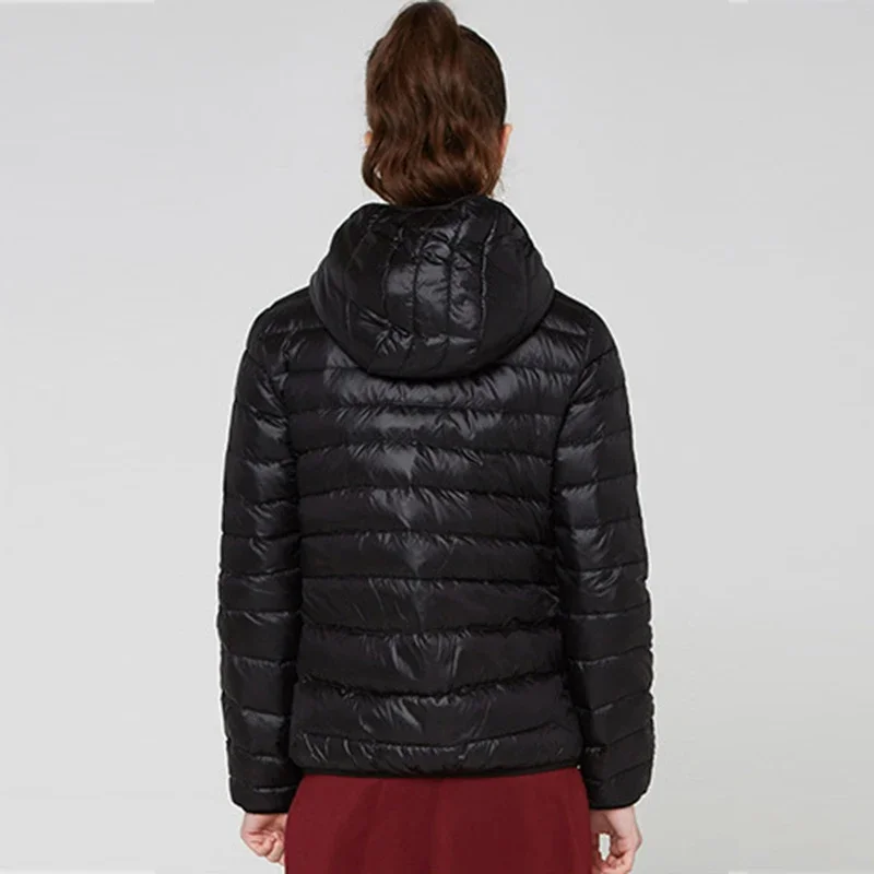 Women's Fashion Hooded Short Puffer Jackets 2025 New Spring Winter 90% White Duck Down Lightweight Packable female Warm Parka - Image 2