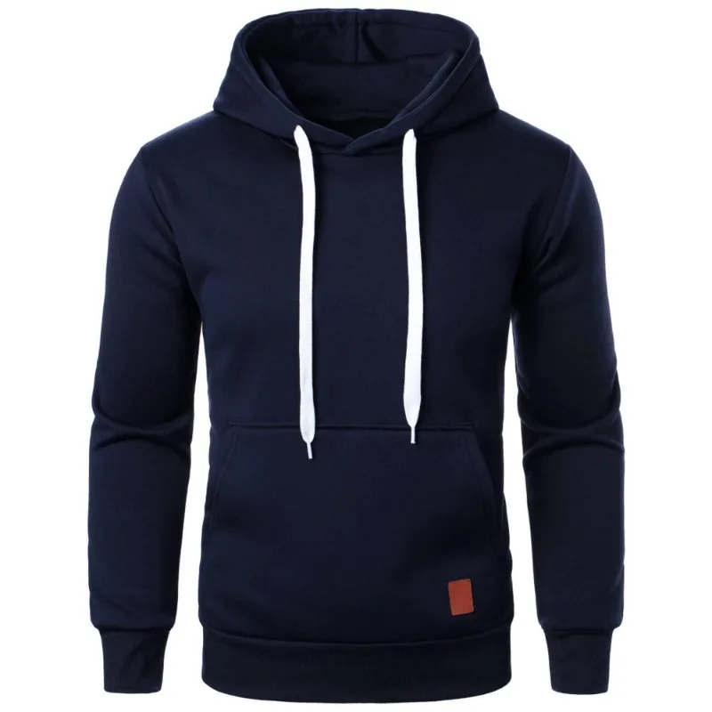 Mens Casual Hooded Collar Drawstring Hoodies Sweatshirts Long Sleeve Shirts Outdoor Streetwear Solid Color Lightweight Pullover - Image 5