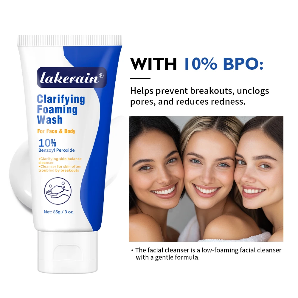 Acne Foaming Wash Benzoyl Peroxide 10% Maximum Antimicrobia Moisturizers reduces redness For Face & Body Skin Care Face Wash - Image 2