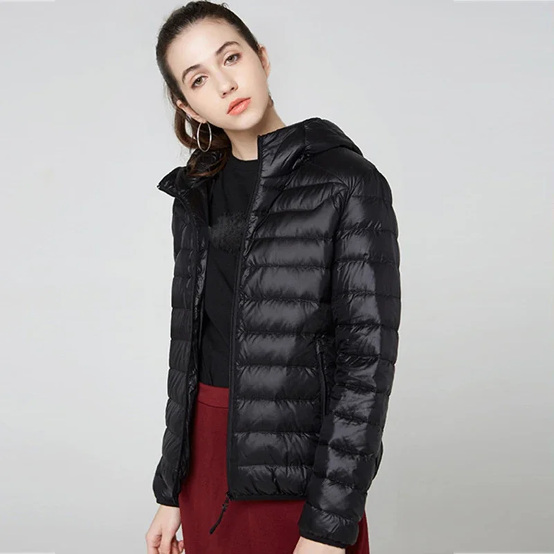 Women's Fashion Hooded Short Puffer Jackets 2025 New Spring Winter 90% White Duck Down Lightweight Packable female Warm Parka - Image 3