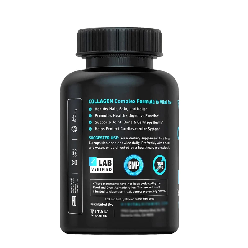 Male and Female Vitamin Collagen - Type I, II, III, V, X Various Collagen Pills - Grass Feed, Non Transgenic -60 Pills - Image 4