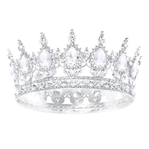 Elegant Queen round Crown Headwear Bridal Baroque Colorful Rhinestone Hair Accessory Noble Atmosphere Whole Circle Crown - Image 5