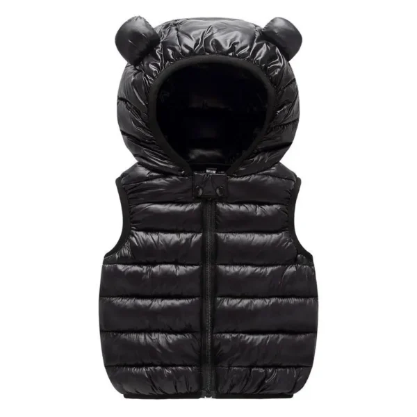 New Baby Boys Girls Warm Down Vest Autumn Winter Cotton Waistcoat With Ears Kids Outerwear Children Clothing Hooded Jacket Vests - Image 3