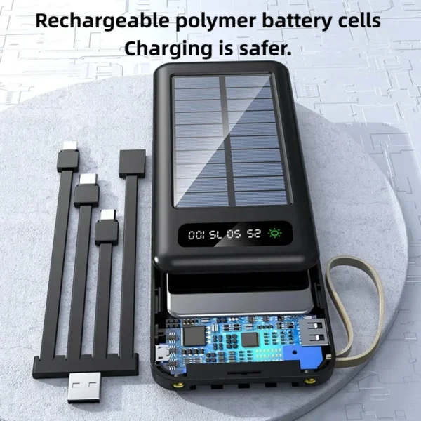 OnePlus Solar Power Bank 50000mAh Large Capacity Mobile Power Fast Charging Battery Dual USB 4 Cables For iPhone Samsung Huawei - Image 6