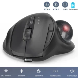 Ergonomic Wireless Trackball Mouse Easy Thumb Control Precision Smooth Tracking, Ergonomic Comfort Design, for Windows, PC Mac