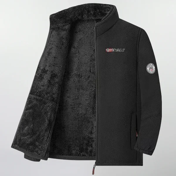 Men's Polar Fleece Jacket Winter Windproof Stand Collar Coat Zip-Up Thermal Fleece Lined Coats Casual Warm Outwear Men Clothing - Image 5