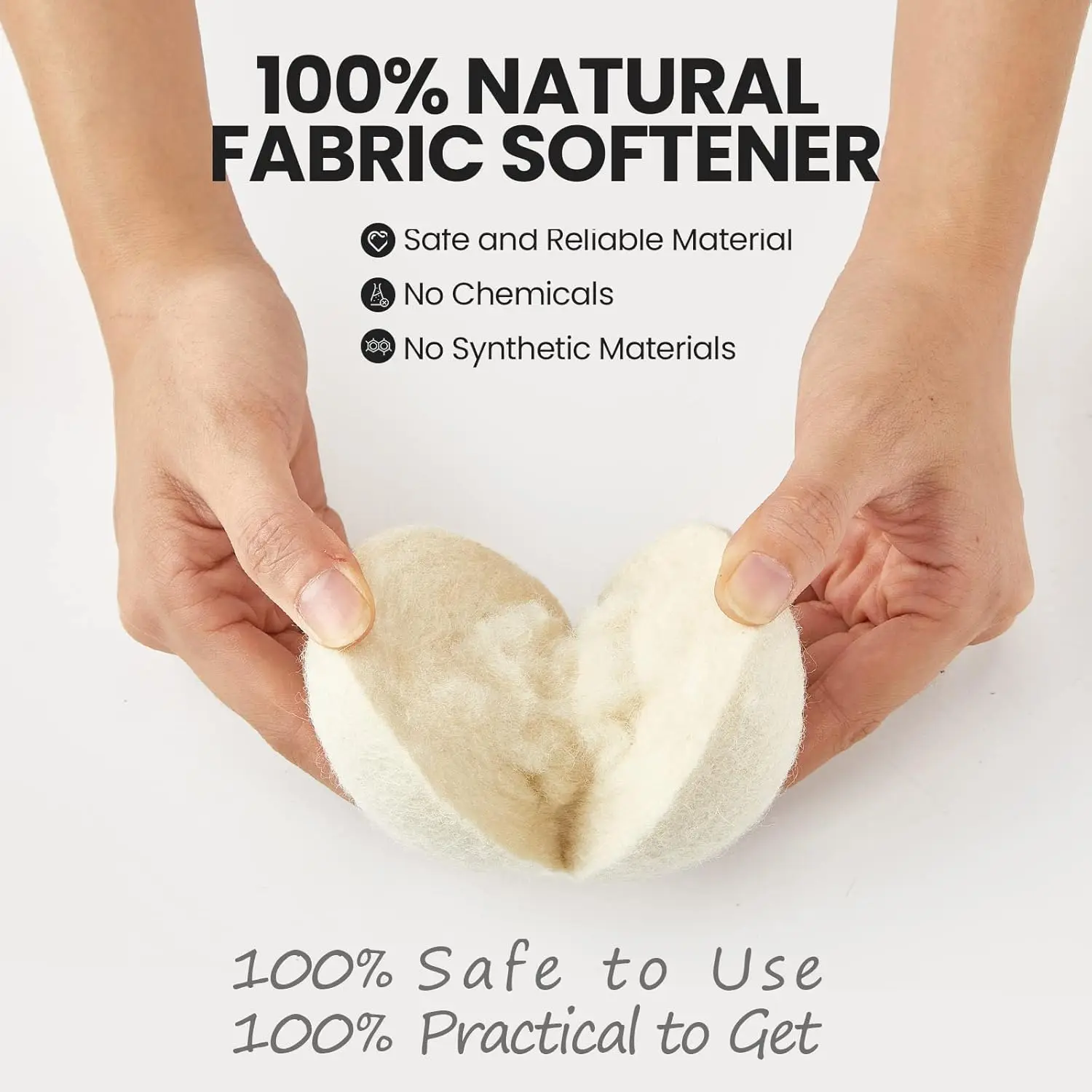 7cm Laundry Wool Dryer Balls For Dryer Natural Fabric Softener, Reusable, Reduces Clothing Wrinkles and Saves Drying Time - Image 4