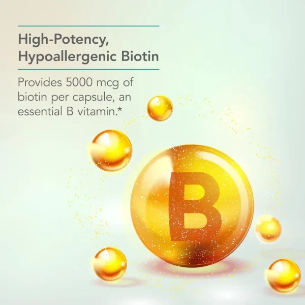Nutritional biotin supplement -5000mcg biotin, hair, skin, and nail vitamins, 60 vegetarian capsules - Image 4