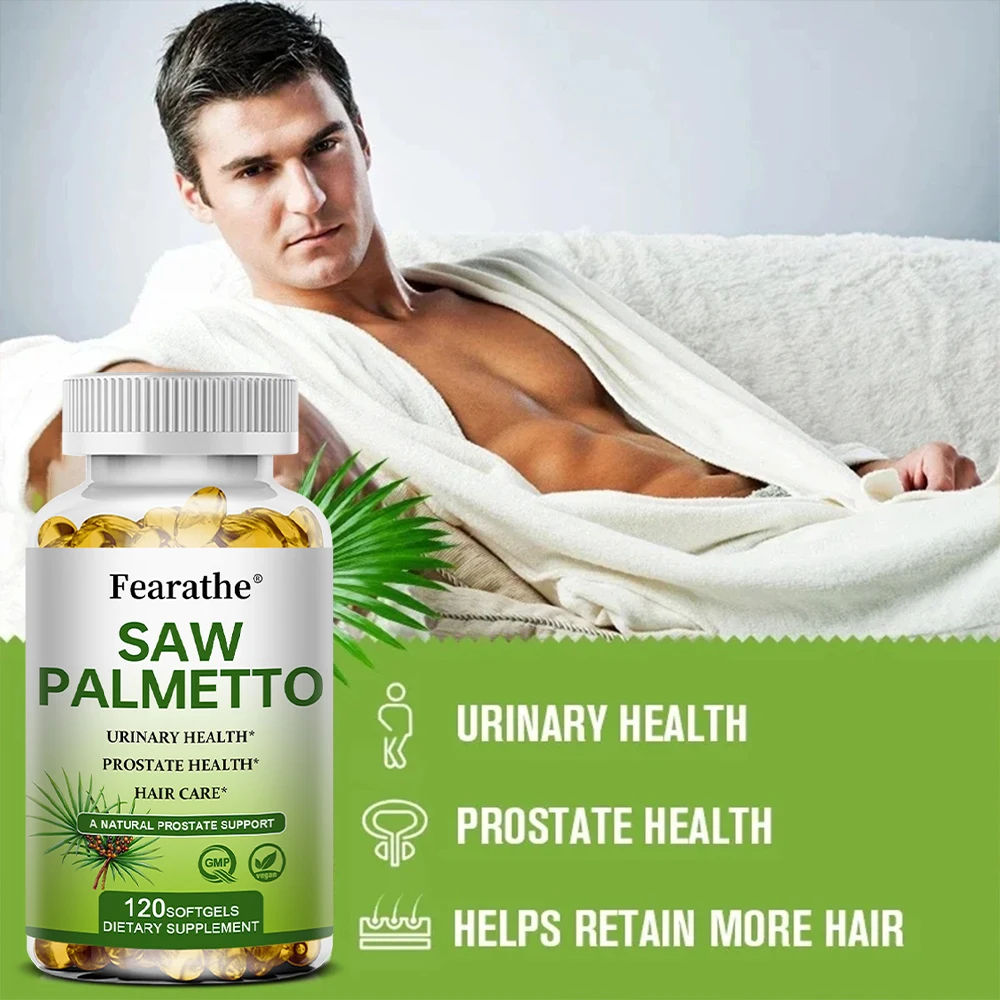 Saw Palmetto Capsules Men's Prostate Health, Hair Growth, Urinary Tract Health, Frequent Urination Natural, Dietary Supplement - Image 3