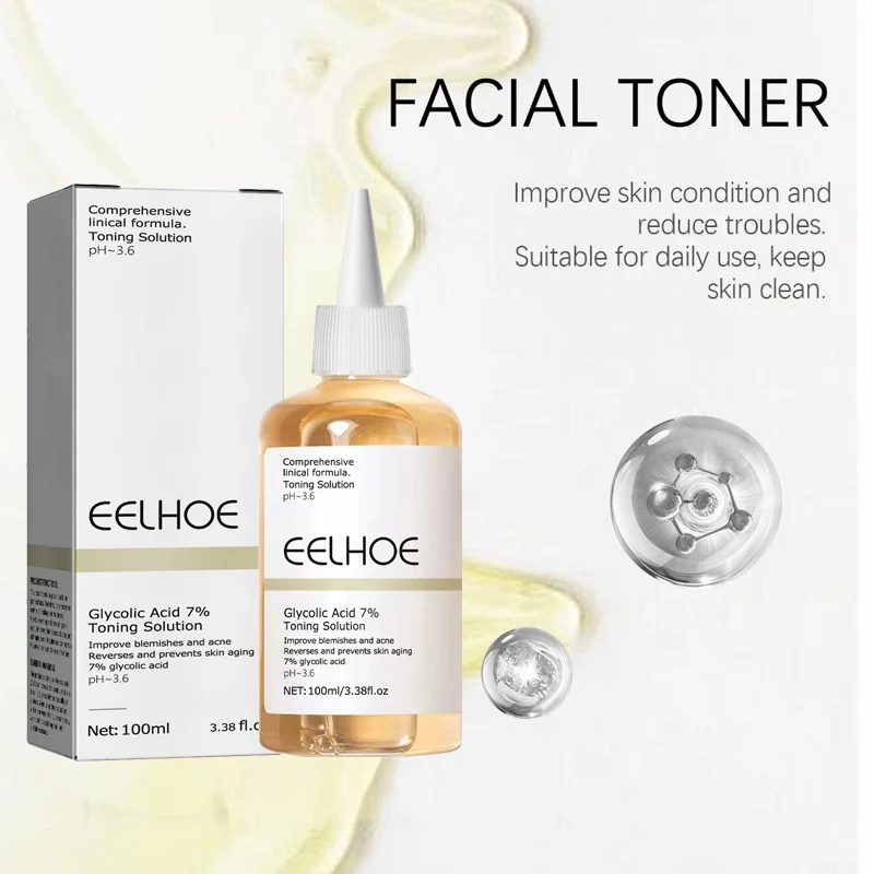 100ml Skin care Glycolic Acid 7% Hydrating Facial Toner for All Skin Types Alcohol Free Pore Minimizing Refreshing Moisturizing - Image 3
