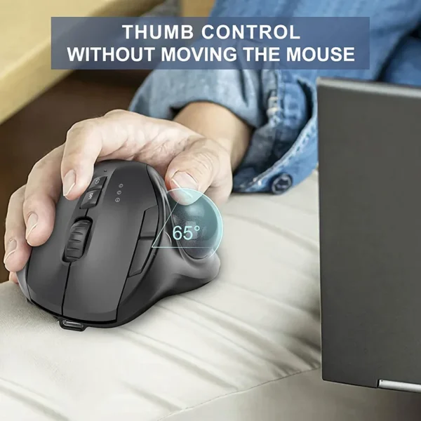 Ergonomic Wireless Trackball Mouse Easy Thumb Control Precision Smooth Tracking, Ergonomic Comfort Design, for Windows, PC Mac - Image 4