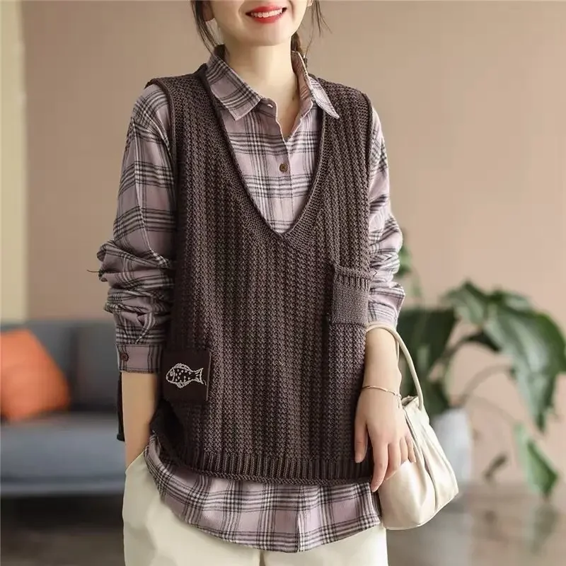 Female Sweater Solid Cropped Waistcoat Short Pullover Women's Knitted Vest Clothing Trend 2024 On Offer Formal Casual Fashion - Image 3