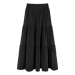 Spring Summer White A- Line Midi Skirt Women's New Splicing Design Half-length Black Polyester Fiber Gown with 3D Decoration