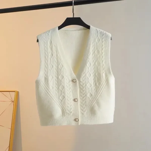 Spring and Autumn Knitted vest cardigan for women layered V-neck camisole slim fit sweater jacket for women sweater - Image 4