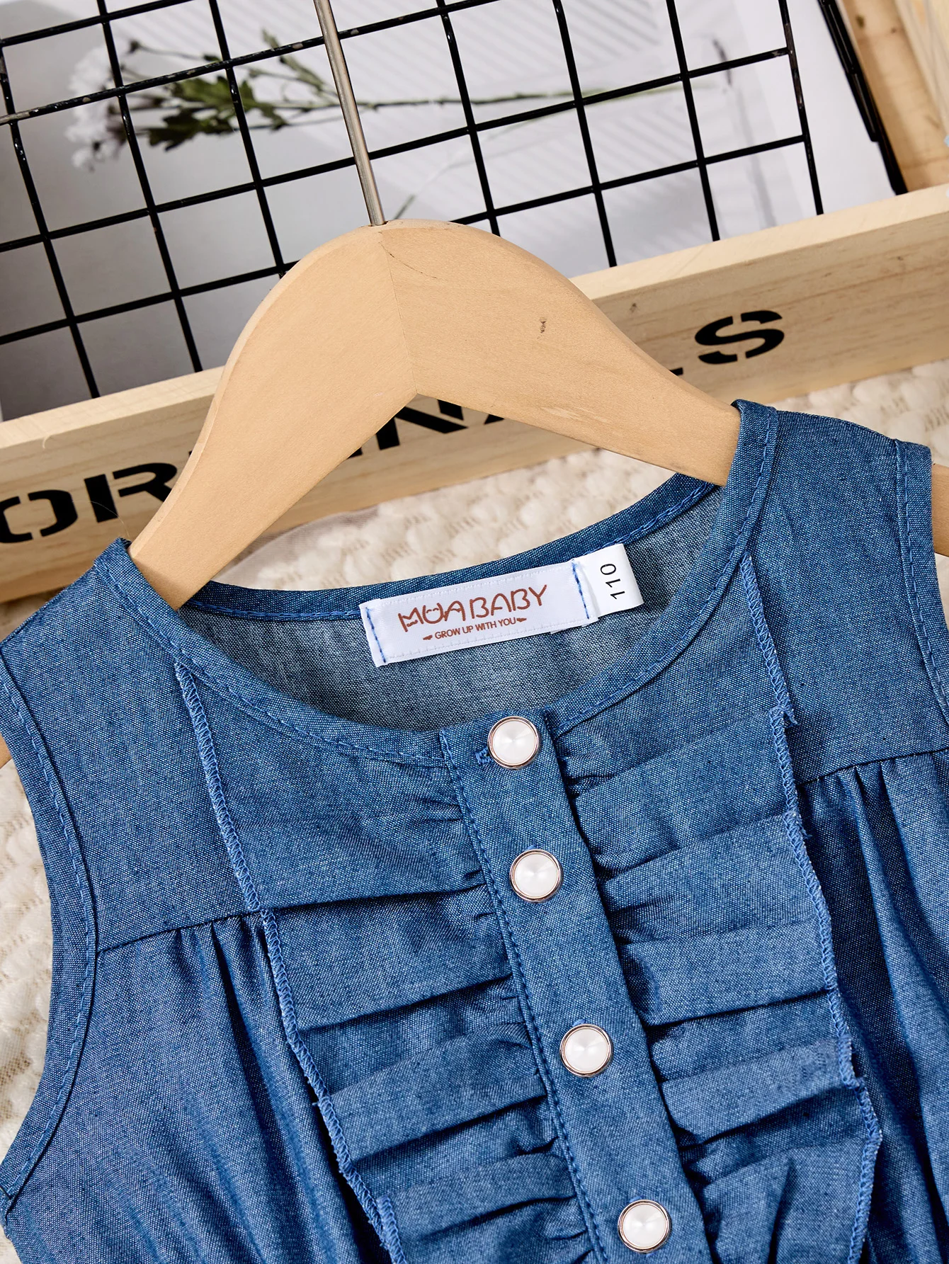 Girls Denim Print Casual Dress with Button Floral Cute Sleeveless knee-length skirt Princess Dress Formal Children's Clothing - Image 5