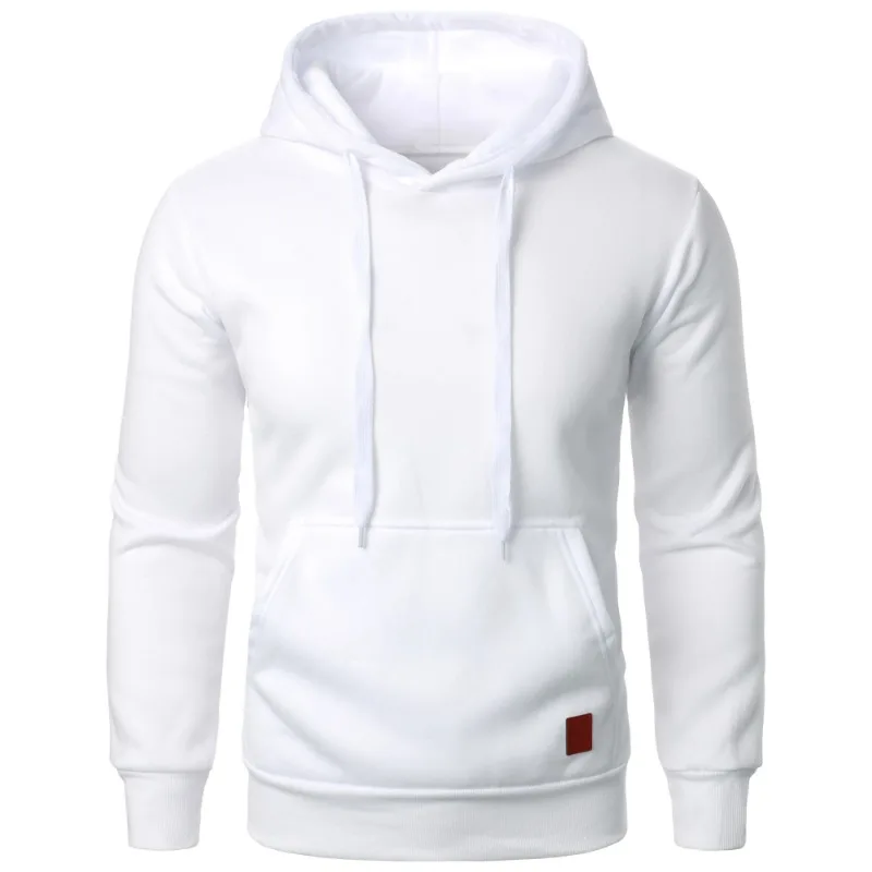 Mens Casual Hooded Collar Drawstring Hoodies Sweatshirts Long Sleeve Shirts Outdoor Streetwear Solid Color Lightweight Pullover - Image 3