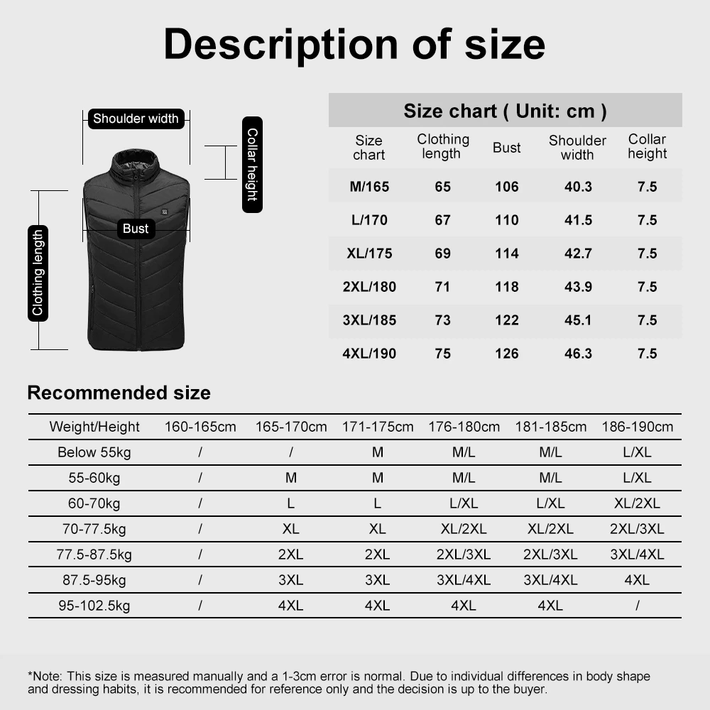 21 Zone Heated Vest Men's Jacket Heated Winter Women's Electric USB Heater Jacket Hunting Vest Winter Heated Jacket Coat M-4XL - Image 6