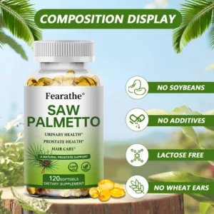 Saw Palmetto Capsules Men's Prostate Health, Hair Growth, Urinary Tract Health, Frequent Urination Natural, Dietary Supplement