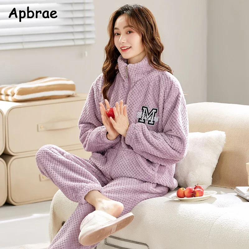 Winter Flannel Pajamas for Women Soft Warm Sleepwear Woman Cardigan Pijamas Big Size M-3XL Thick Homewear Girls Pajama - Image 5