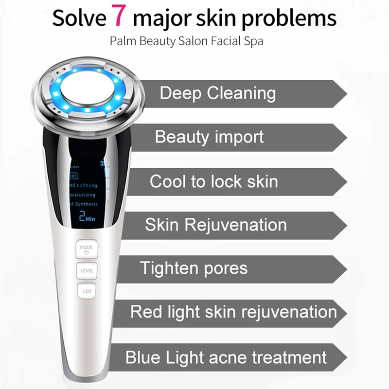 5 in 1 EMS Hot Cold Facial Massager LED Light Vibration Wrinkle Removal Skin Tightening Face Care Face Lifting Beauty Device - Image 6