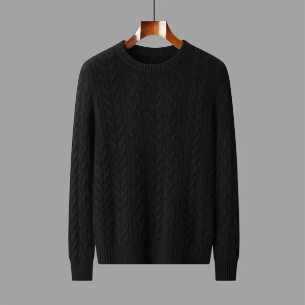 100% Australian Wool classic Twisted Flower Sweater Men Premium Pullover Autumn Winter thickened Warm High-End Leisure Knitwear - Image 6