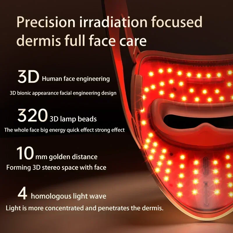Facial LED Mask 320 LED Red Blue Light Therapy Mask Skin Rejuvenation Anti Acne Wrinkle Face Lifting Firm Face Care Beauty Care - Image 3