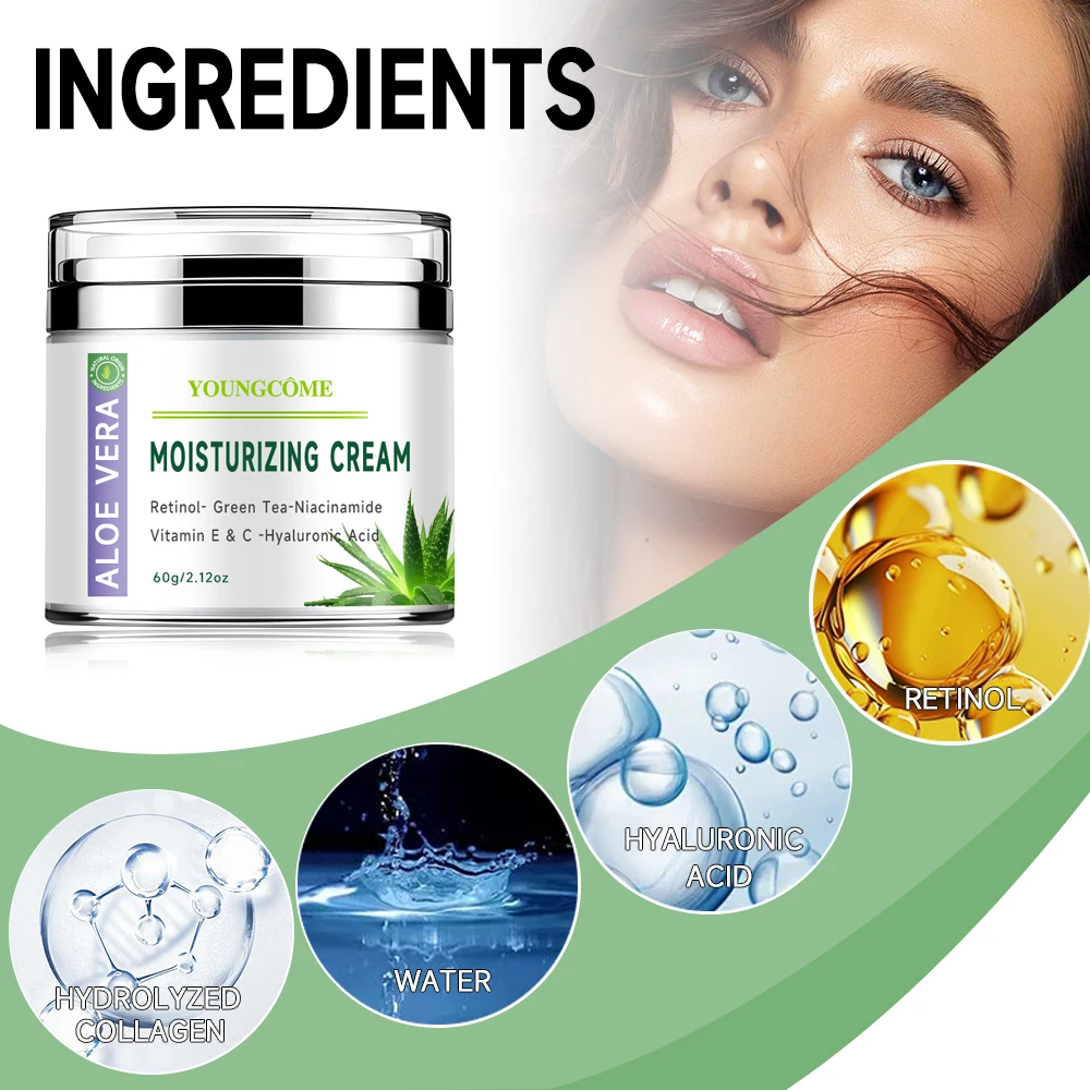 Aloe Vera Soothing, Deep Moisturizing, Multi-Functional Mild Formula Free of Alcohol, Mineral Oil,Anti-Aging Moisturizing Cream - Image 6