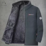 Men's Polar Fleece Jacket Winter Windproof Stand Collar Coat Zip-Up Thermal Fleece Lined Coats Casual Warm Outwear Men Clothing