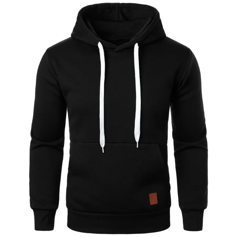 Mens Casual Hooded Collar Drawstring Hoodies Sweatshirts Long Sleeve Shirts Outdoor Streetwear Solid Color Lightweight Pullover - Image 2