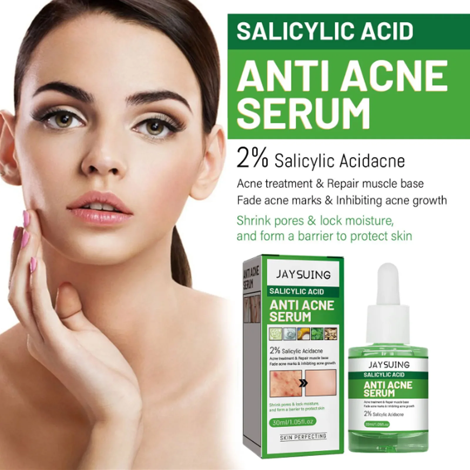 Salicylic Acid Anti Acn-e Face Serum Hydrating Fader Acne Mark Pimple Blackhead Removal Shrink Pores Oil Control Facial Essence - Image 3