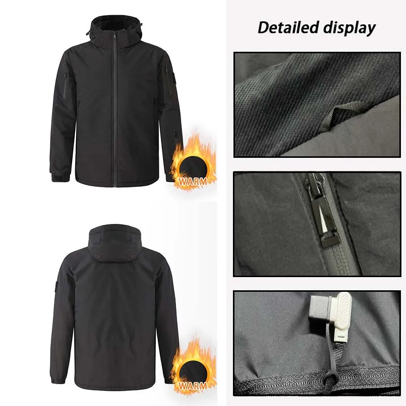 Winter Men's Heating Jacket 8 Area USB Electric Heated Coat Washable Self Heating Hooded Coat Outdoor Camping Sport Thermal Coat - Image 10