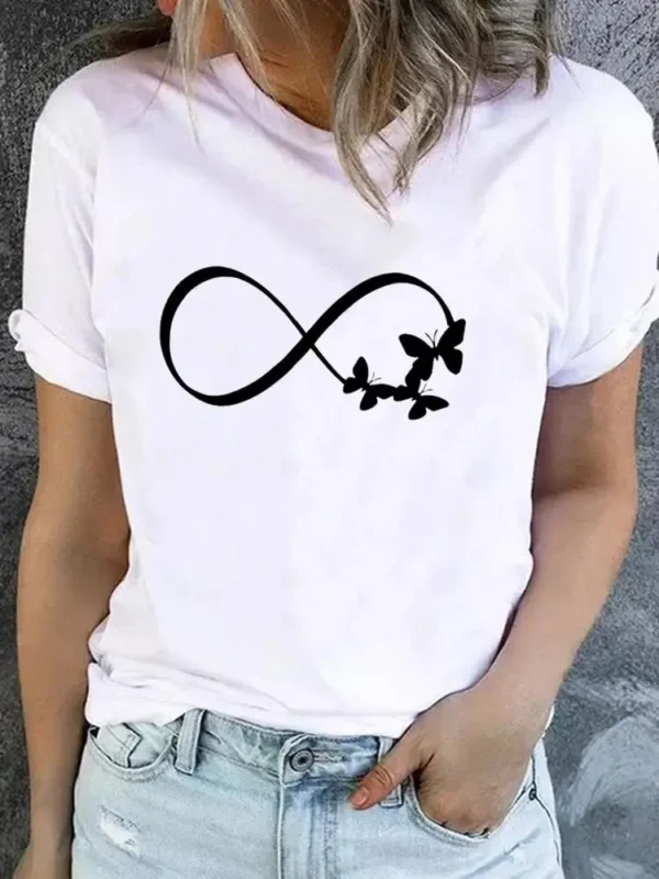 Clothes Women Butterfly Trend Lovely Cute Graphic Short Sleeve T-shirt Ladies Print T Shirt Fashion Basic Tee Top Clothing