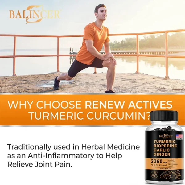 4-in-1 Turmeric Ginger Supplement with Pepperin 2360 Mg with Garlic Curcumin Black Pepper, for Joint, Digestive & Immune Support - Image 6