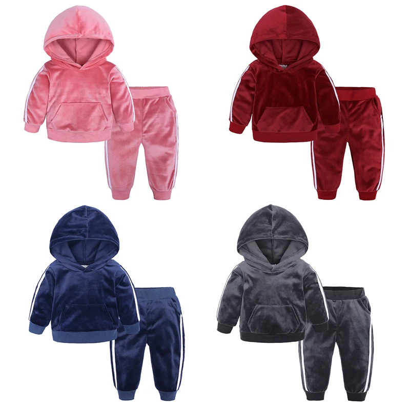 2025 Winter Kids Boys Girls Hoodies Velvet Suit Clothes Toddler Tracksuit Loosen Sweatshirt+Pants Sets Children Sports Outfits - Image 5