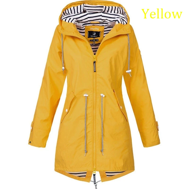 Fashionable women's windproof and waterproof trench coat Long sleeved coat Casual pants Zipper hooded raincoat S~5XL - Image 6