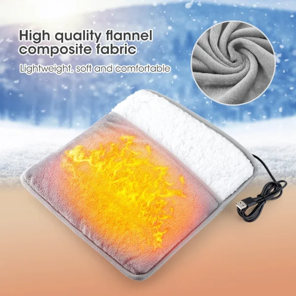 Winter Universal Electric Foot Heating Pad USB Charging Washable Household Foot Warmer Heater Soft Plush Foot Warming Mat 29cm - Image 3