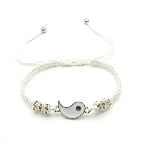 2 PC Jewelry Set Couple Black White Tai Chi Bracelet Rope Adjustable Chain Set Simple Style Daily Wear Jewelry - Image 4
