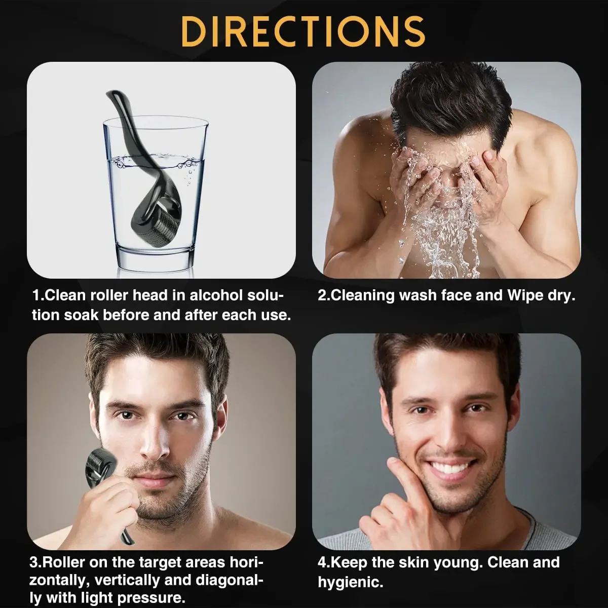 Derma Roller for Facial Body Hair Growth,540 Needles, Micro Face Roll Tool, Skin Beard, 0.2mm, 0.25mm, 0.3mm - Image 4