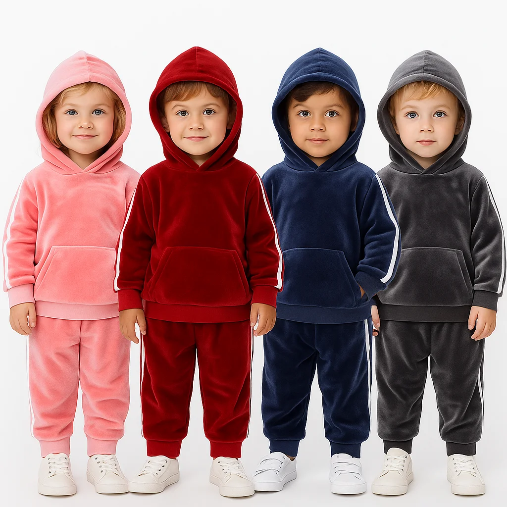 2025 Winter Kids Boys Girls Hoodies Velvet Suit Clothes Toddler Tracksuit Loosen Sweatshirt+Pants Sets Children Sports Outfits - Image 4