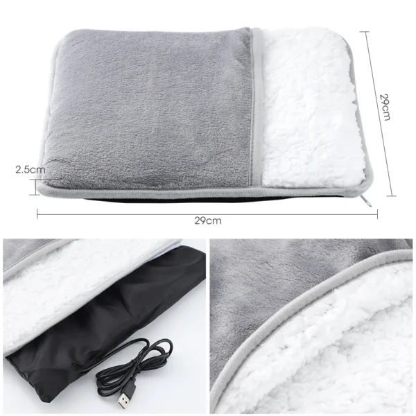 Winter Universal Electric Foot Heating Pad USB Charging Washable Household Foot Warmer Heater Soft Plush Foot Warming Mat 29cm - Image 5