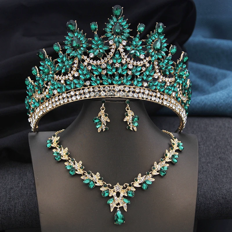 High Opal Pink Tiaras and necklace earrings Bridal Jewelry Sets for Women Brides Wedding Crown Prom Birthday Costume Accessories - Image 3